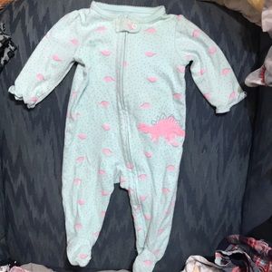 6mth old pink dinosaur footie pajamas